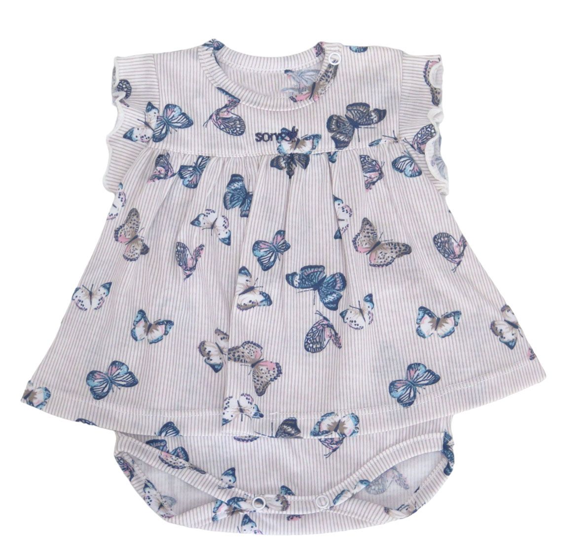 Body con Vestido Manga Corta estampado de mariposas