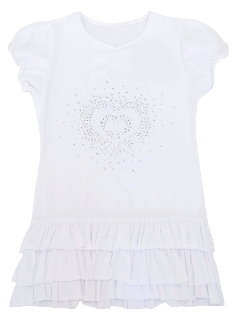 Vestido Modal Con Aplique en strass forma de corazon y volados Manga Corta