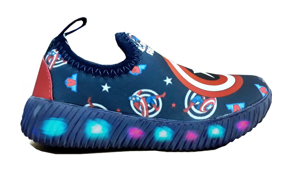 Zapatilla Lycra Capitan America Con Luz Led