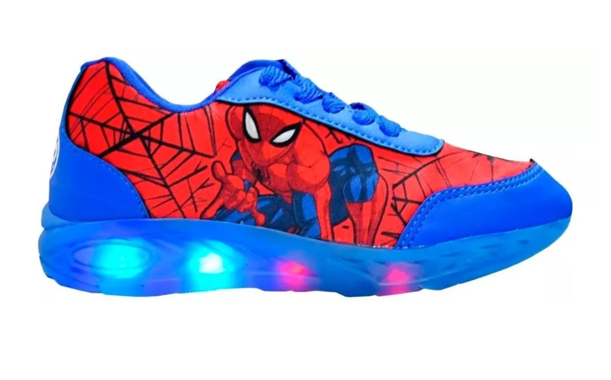 Zapatilla Spiderman Hombre Araña Cordon Con Luz Led