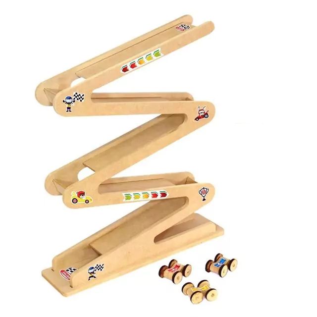 Rampa de Autos + 3 Autitos - En Madera MDF - Montessori
