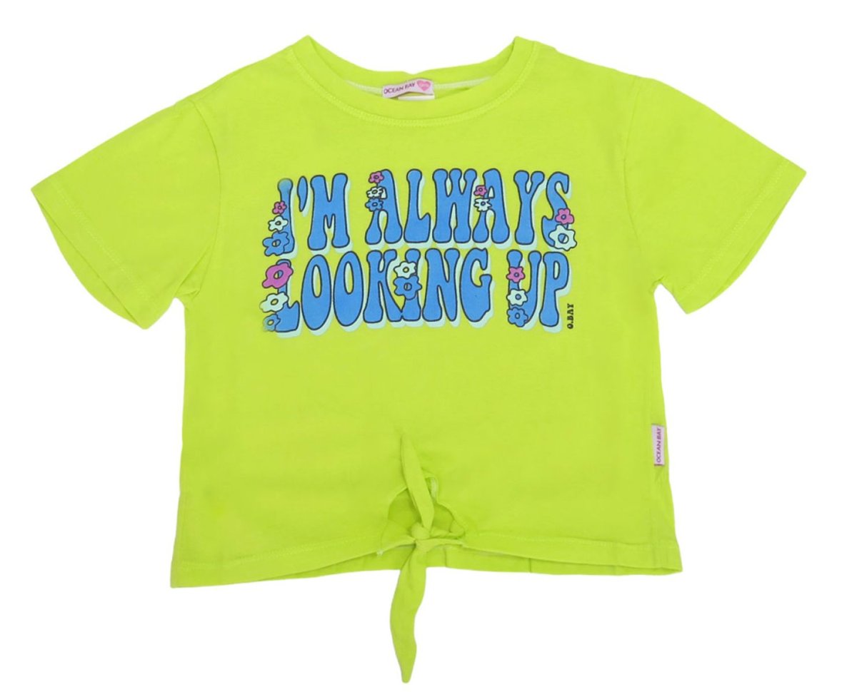 Remera De Algodon Con Estampado Y moño Nena