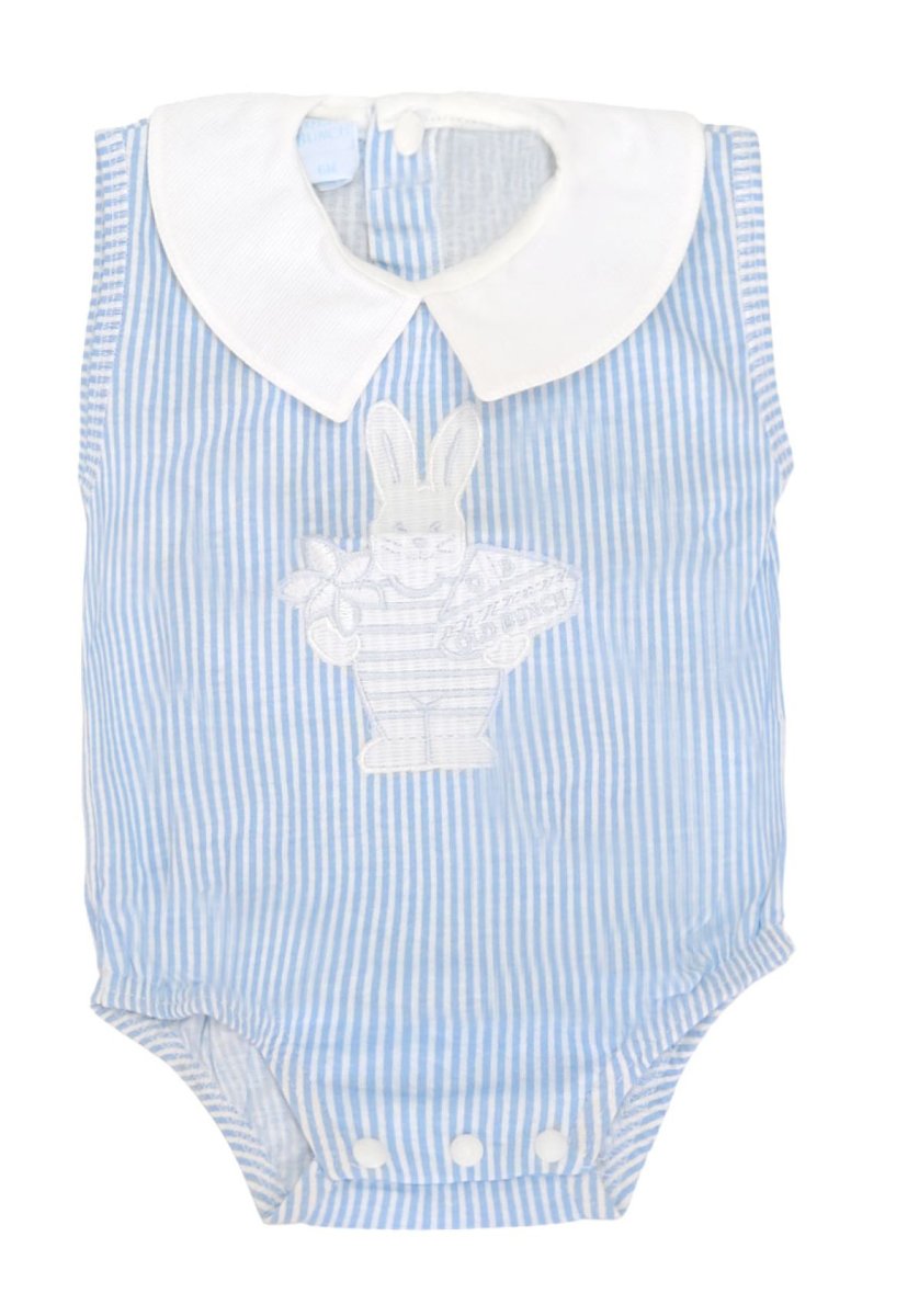 Body sin Mangas con Cuello Baby Estampado Rayado y Conejo Bordado