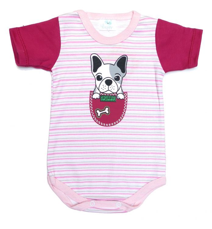 Body De Vestir Algodón Estampado Con Rayas Manga Corta