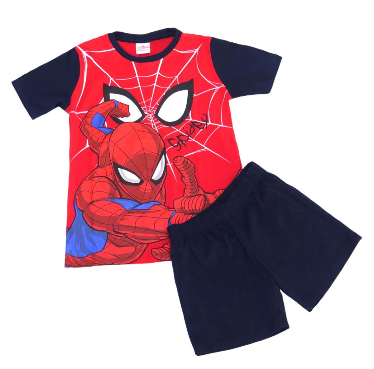Pijama De Algodon Spiderman ( Short-Remera) Con Estampado Varon