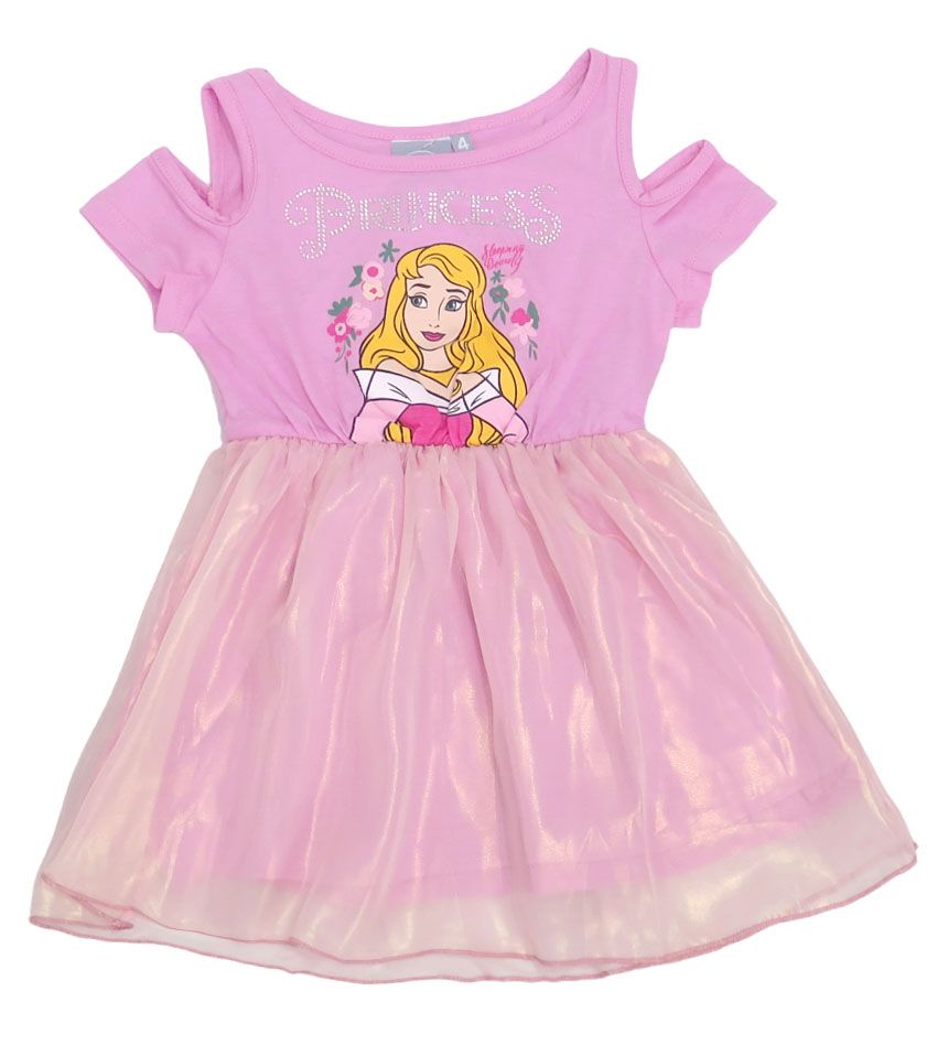 Vestido De Algodon y Gaza Con Brillo De Princesa Estampado