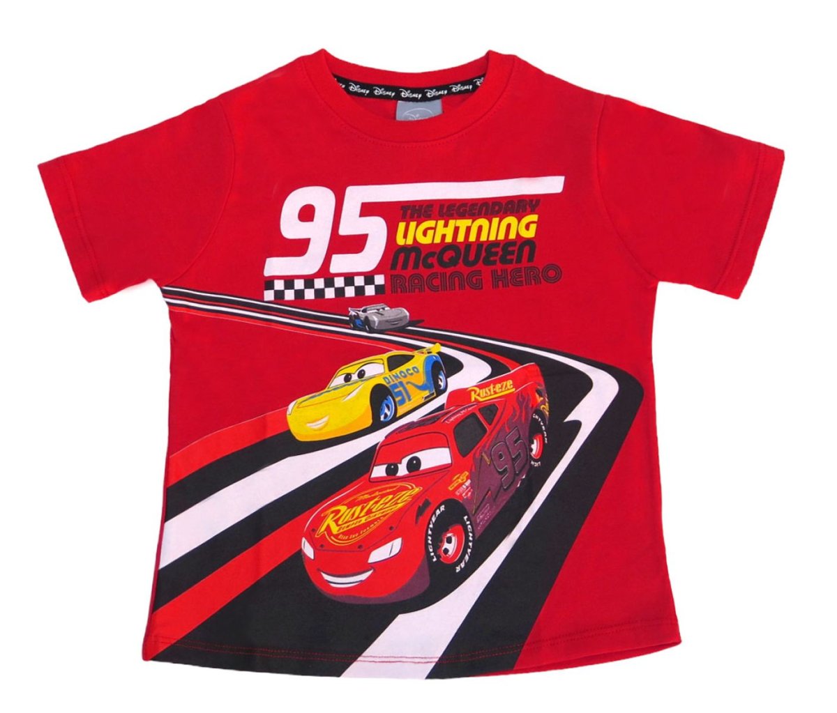 Remera De Algodon Manga Corta Cars Con Estampado