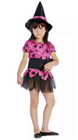 Disfraz Halloween Brujita Fluo Con Sombrero