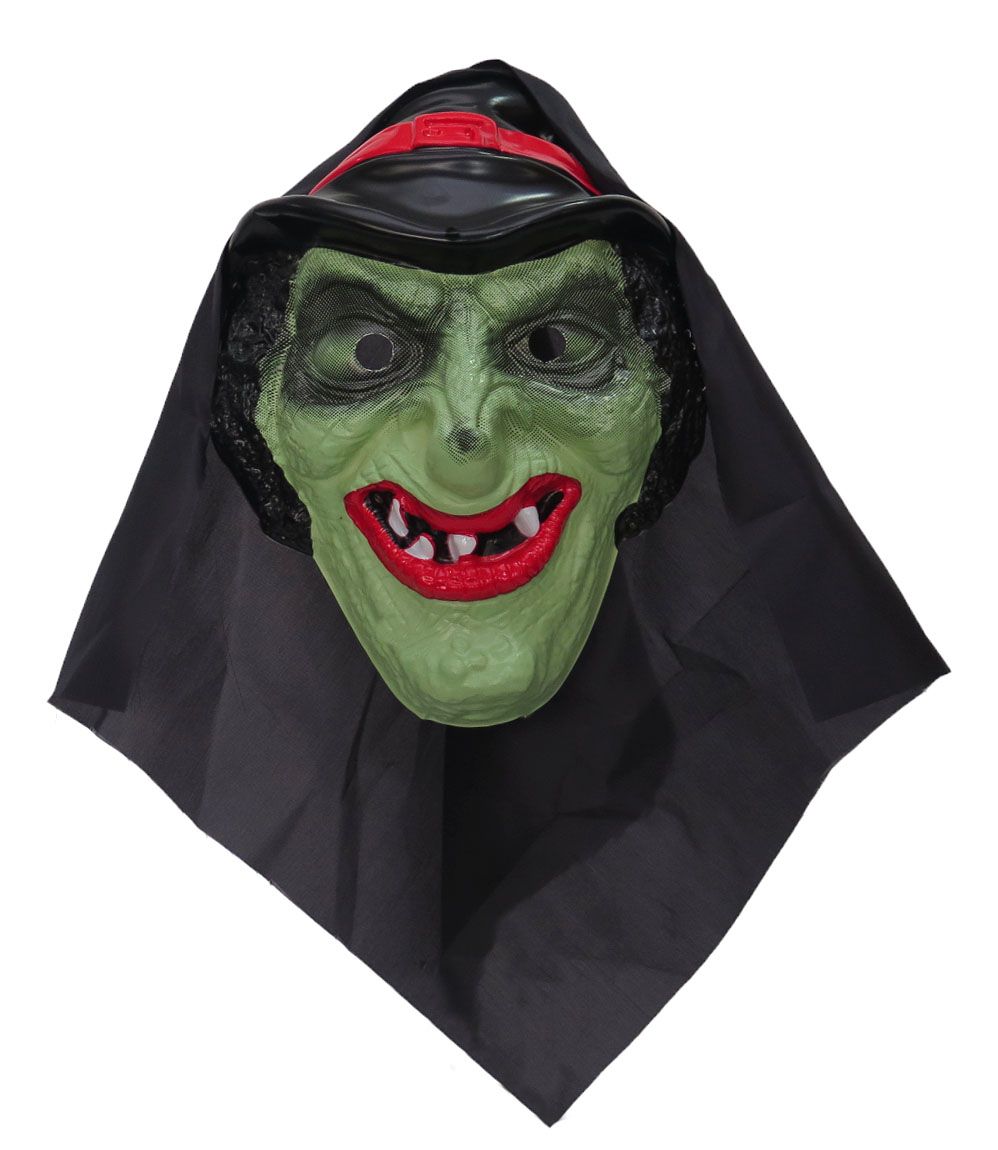 Mascara Careta Halloween Bruja Con Capucha