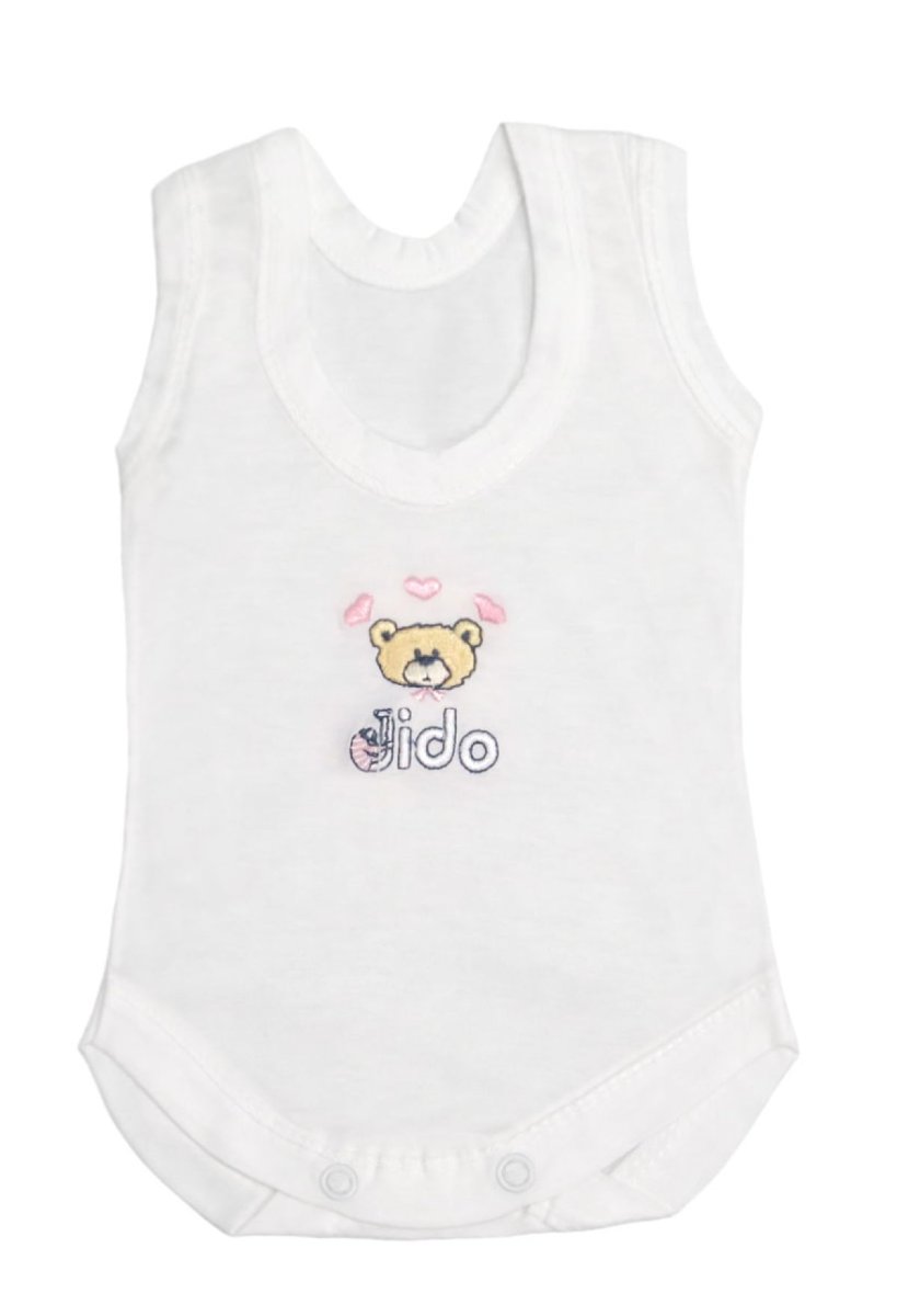 Body sin Mangas Bordado Oso y Corazones