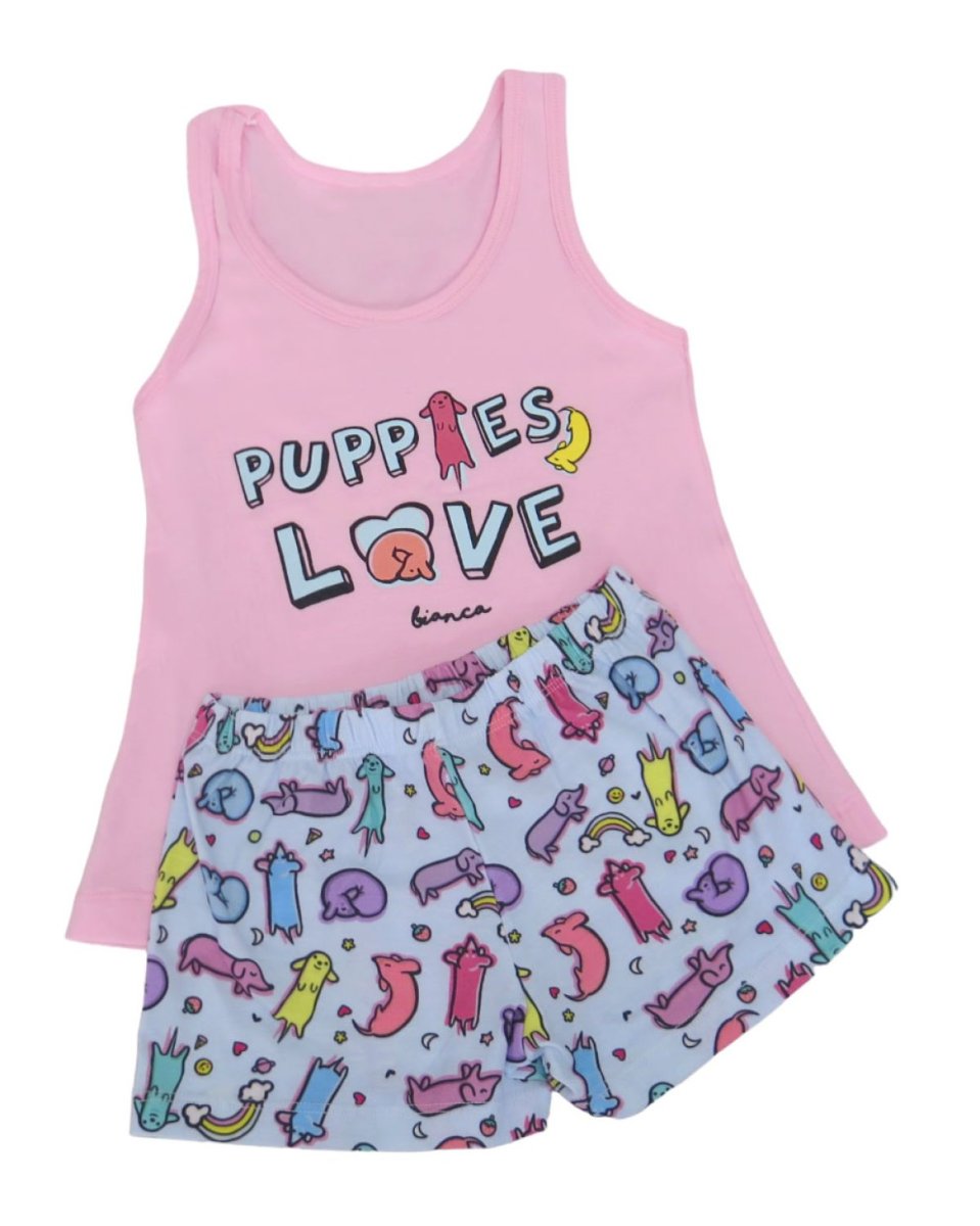 Pijama De Algodon Con Estampa Nena ( Musculosa-Short)