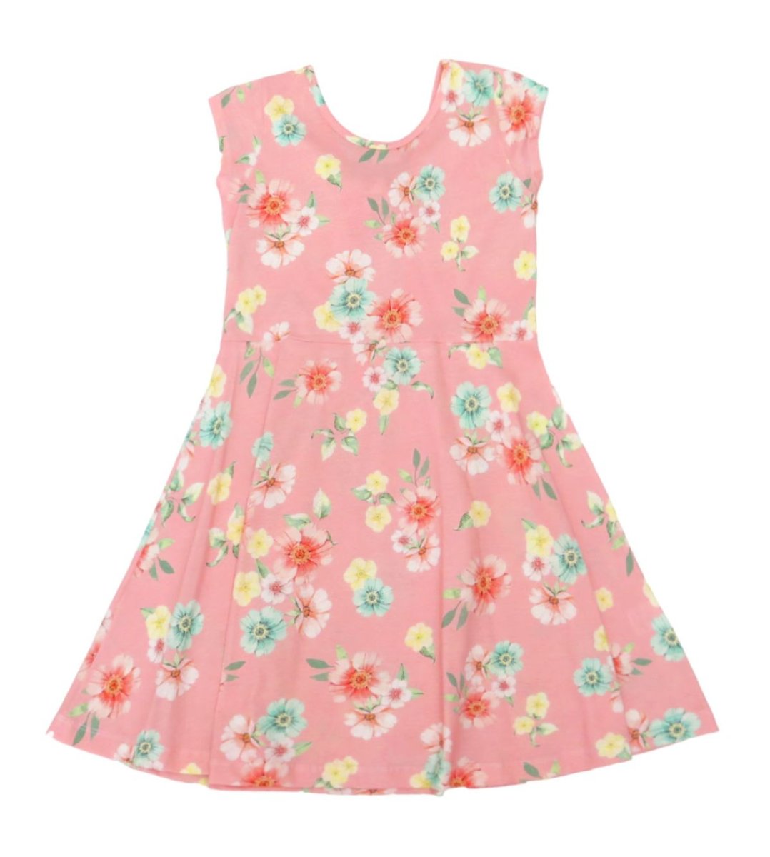 Vestido De Algodon Con Estampado De Flores Y Moño En La Espalda