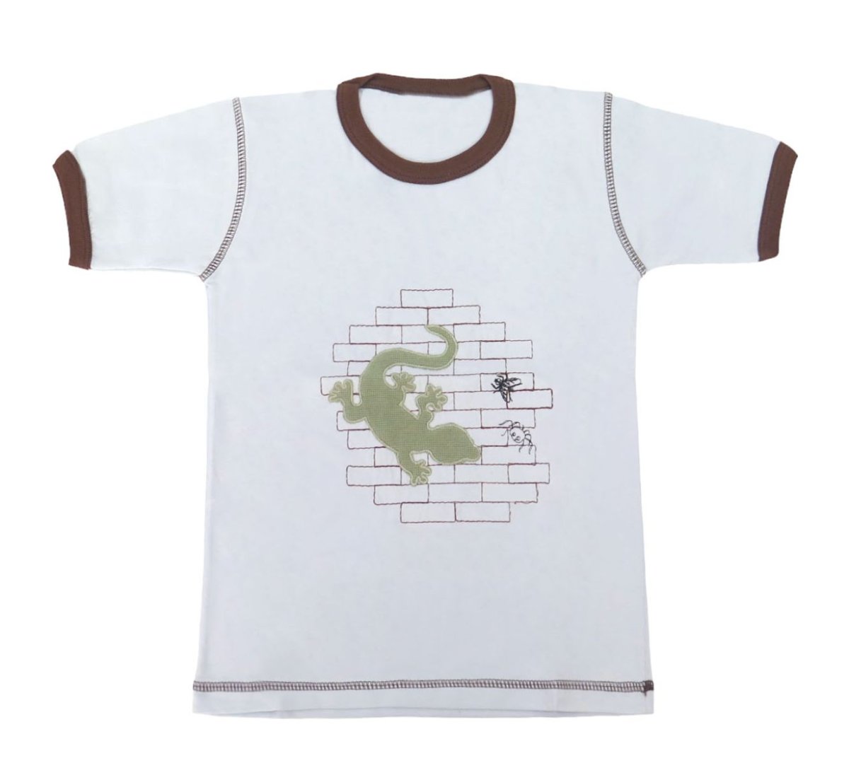 Remera Manga Corta con Bordado de Iguana