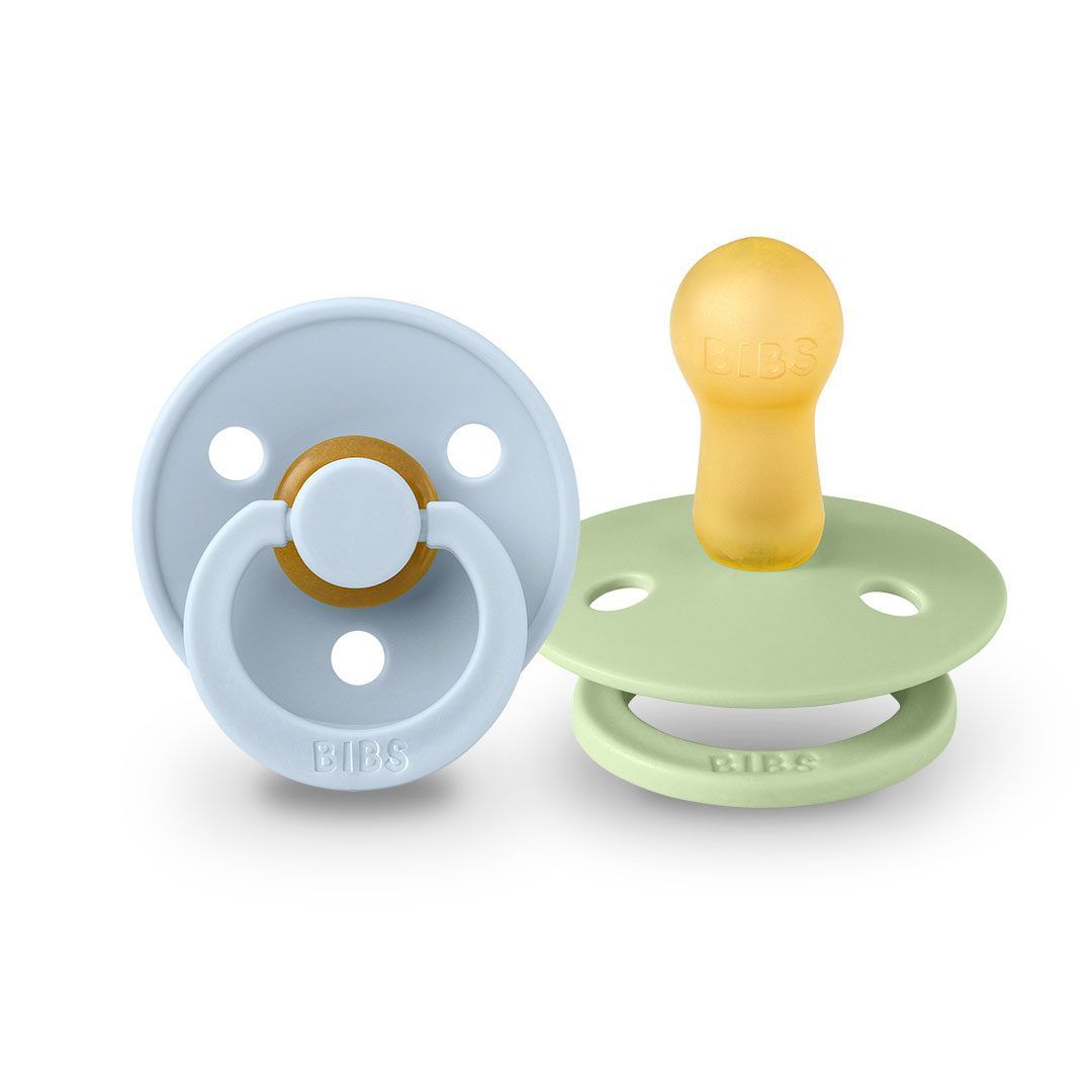 Chupete Bibs Colour Pacifier x 2 - Baby Blue/Pistacho - Tetina De Caucho Natural - Latex - 6-18 Meses