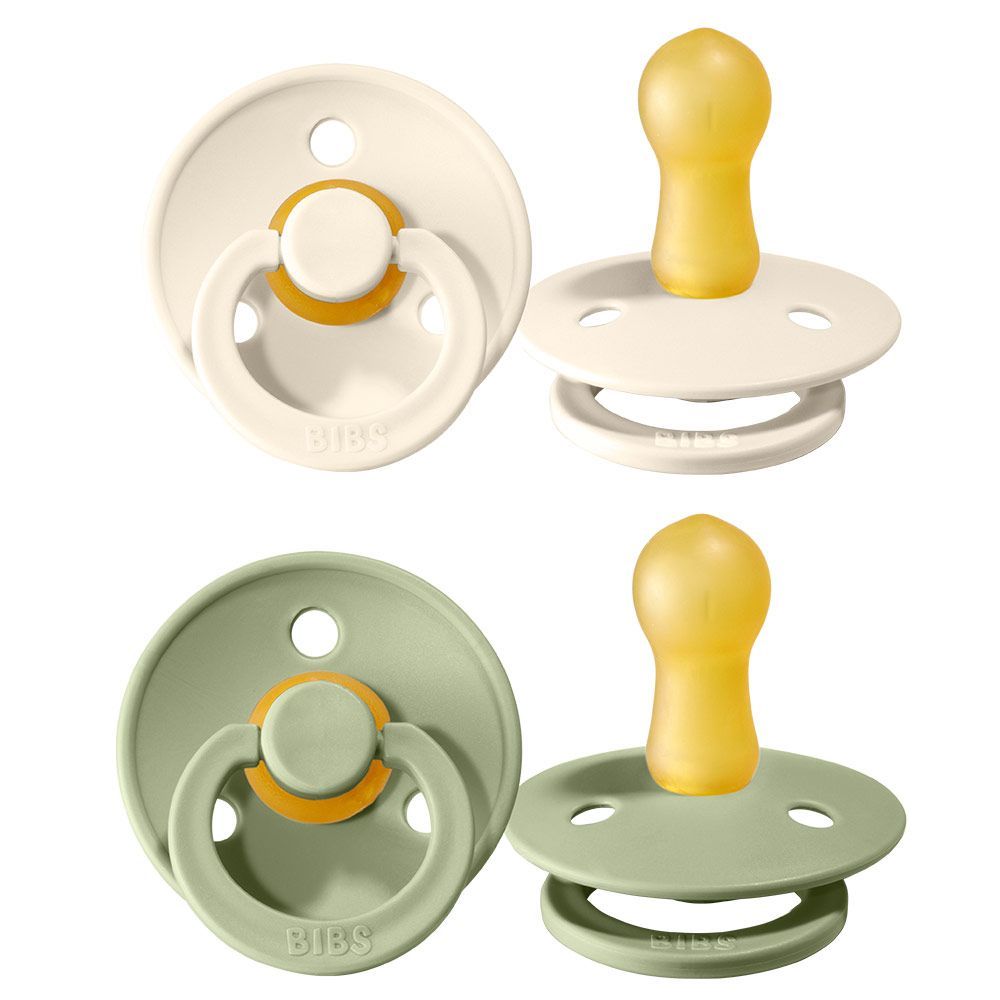 Chupete Bibs Colour Pacifier x 2 - Ivory/Sage - Tetina De Caucho Natural - Latex - 18+ Meses