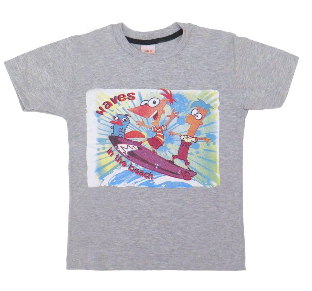 Remera Manga Corta Estampado Phineas y Ferb