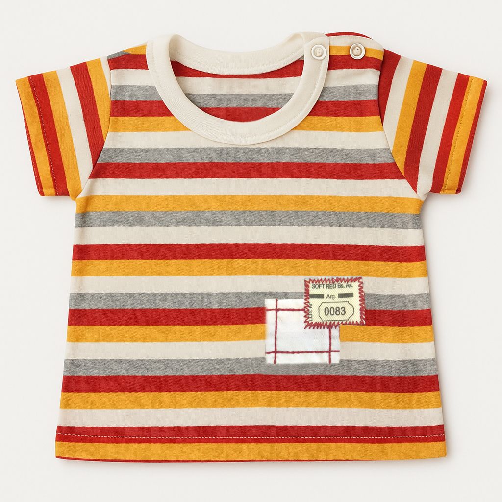 Remera Manga Corta Estampado Rayado