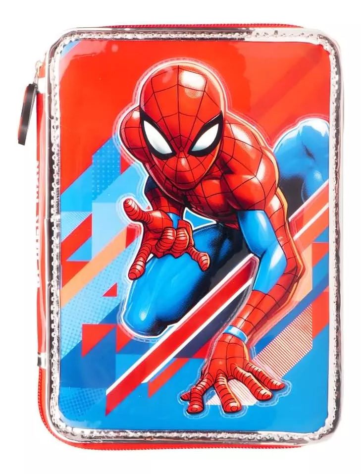 Cartuchera Spiderman Hombre Araña - 1 Piso - Incluye Utiles - Set Escolar - Canopla