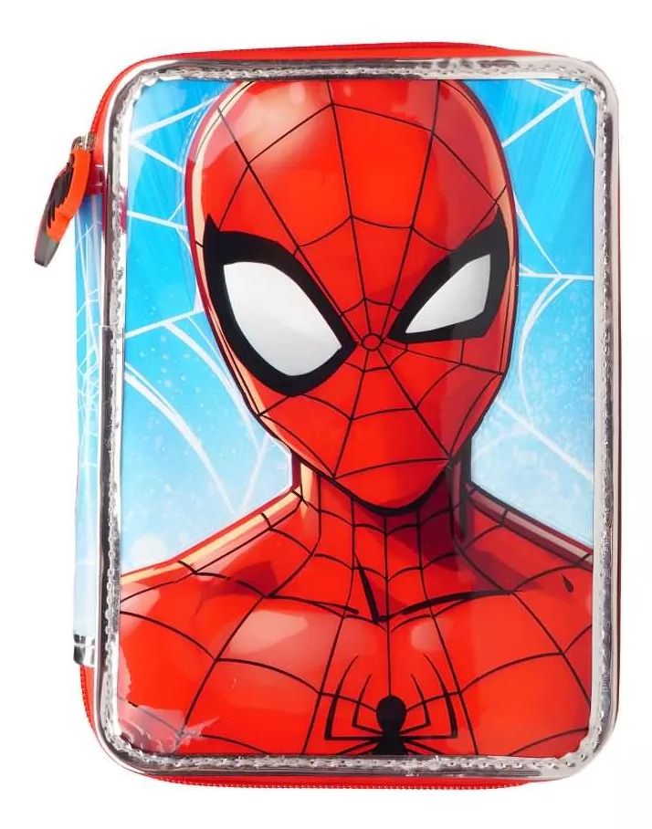 Cartuchera Spiderman Hombre Araña - 2 Pisos - Incluye Utiles - Set Escolar - Canopla