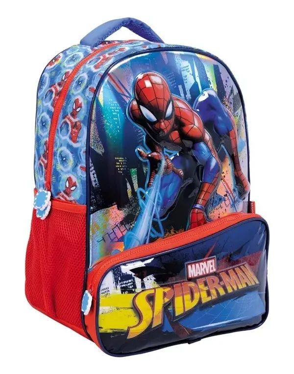 Mochila Espalda Spiderman - Hombre Araña - Frente Semi Rigido Relieve 3D - 17 Pulgadas
