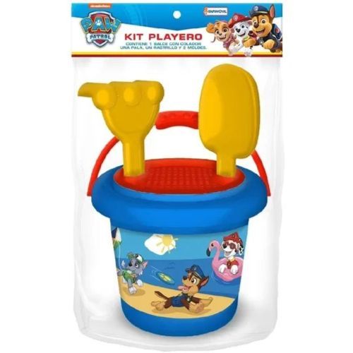 Set de Playa Paw Patrol - Balde + Colador + Palita + Rastrillo + 2 Moldes - Personaje