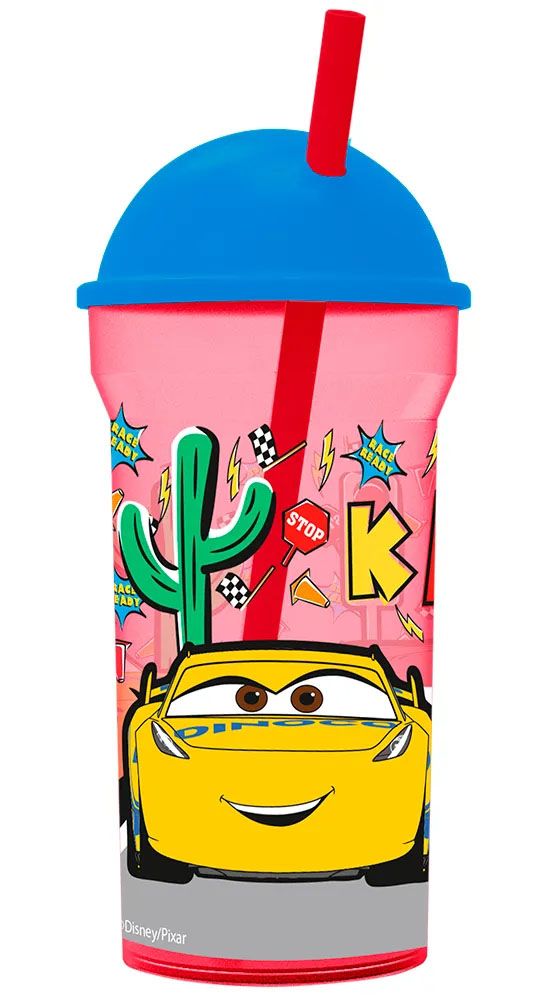 Vaso 460ml con Sorbete Transparente Tapa Alta Cars