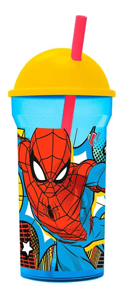 Vaso 460ml con Sorbete Transparente Tapa Alta Spiderman- Hombre Araña