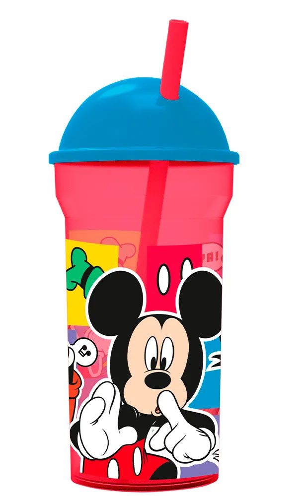 Vaso 460ml con Sorbete Transparente Tapa Alta Mickey