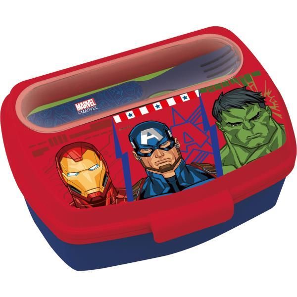 Vianda Sandwichera Rectangular Con Cubiertos Avengers