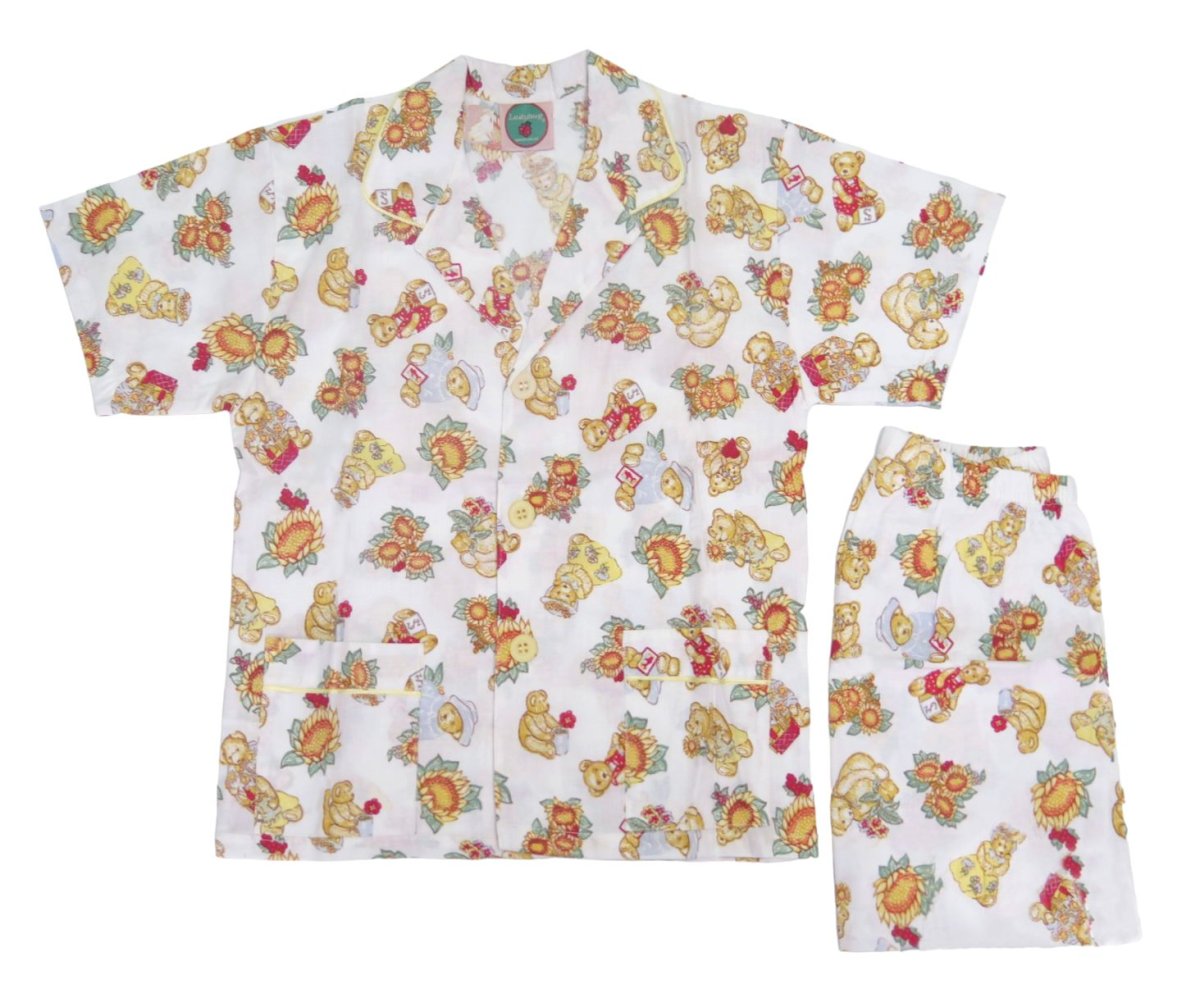 Pijama verano con botones y osos estampados