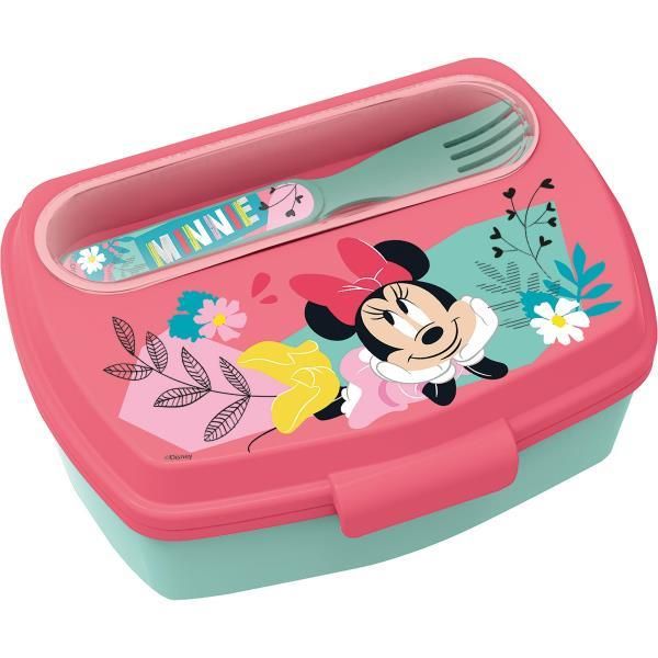 Vianda Sandwichera Rectangular Con Cubiertos Minnie Mouse