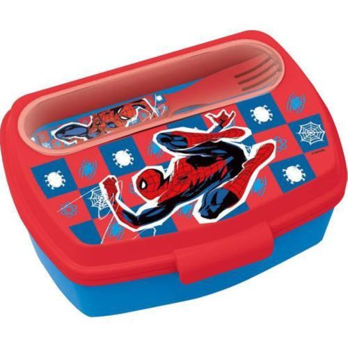 Vianda Sandwichera Rectangular Con Cubiertos Spiderman - Hombre araña