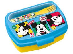 Vianda Sandwichera Rectangular Con Cubiertos Mickey