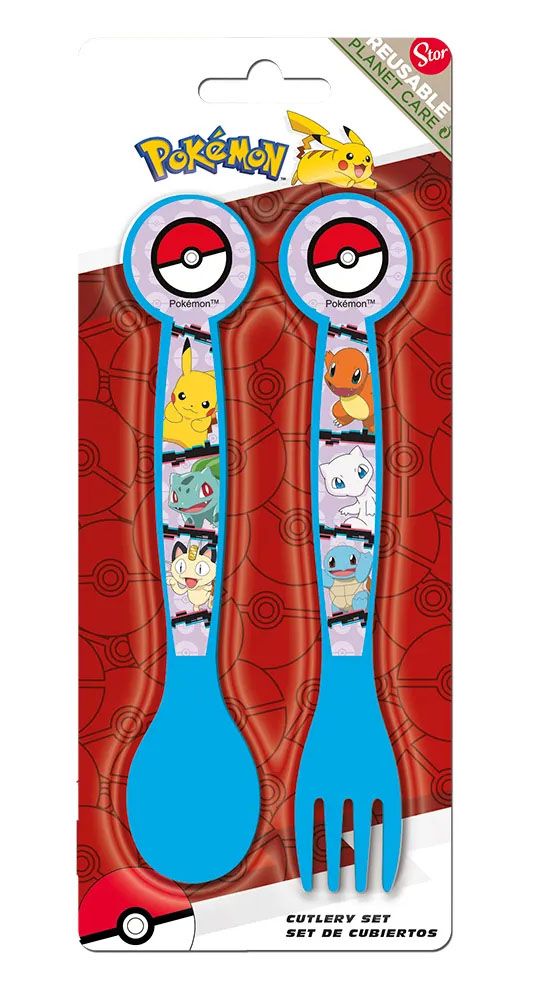 Set Cubiertos Tenedor y Cuchara Pokemon