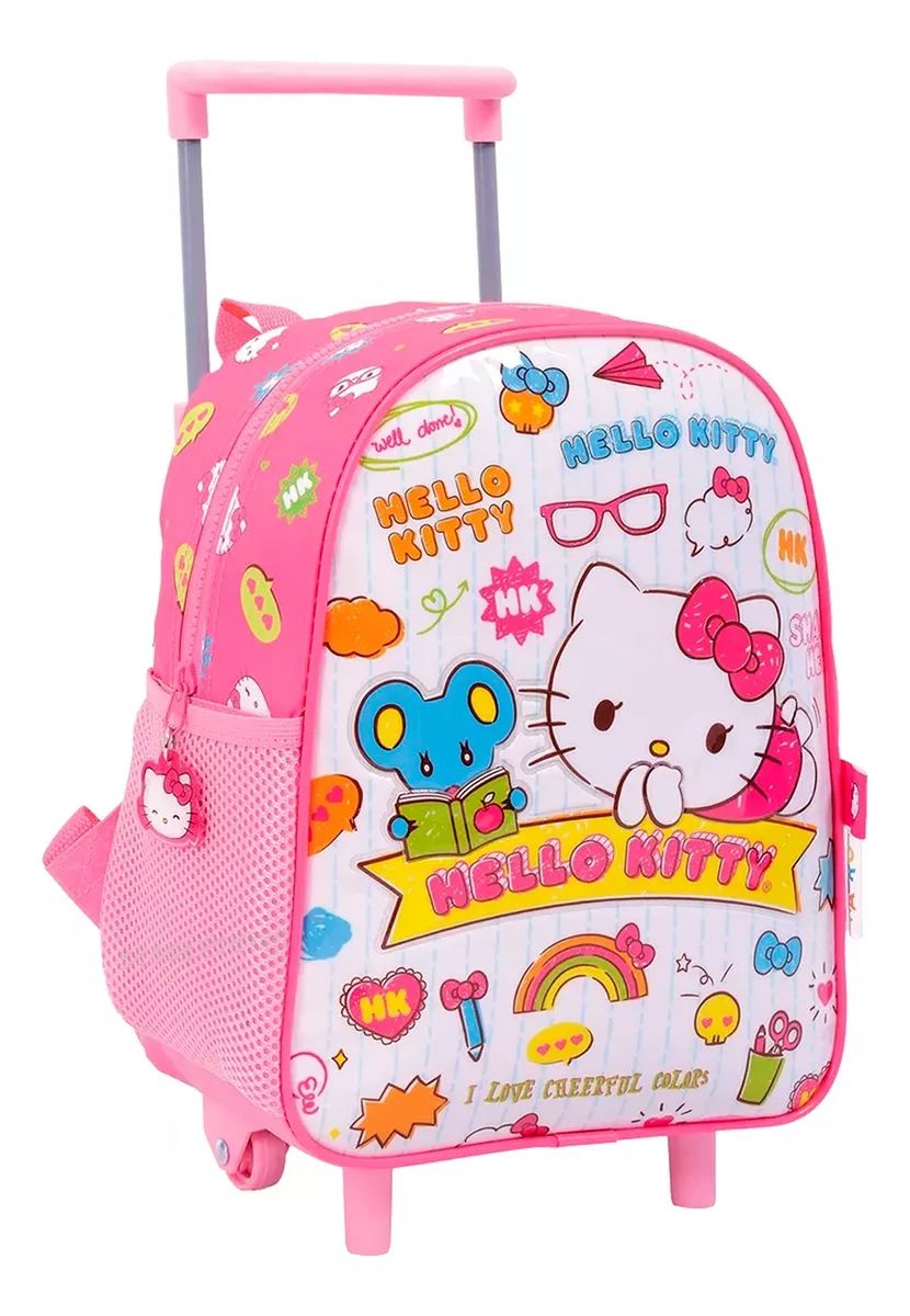 Mochila Con Carro Jardin Hello Kitty - 12 Pulgadas