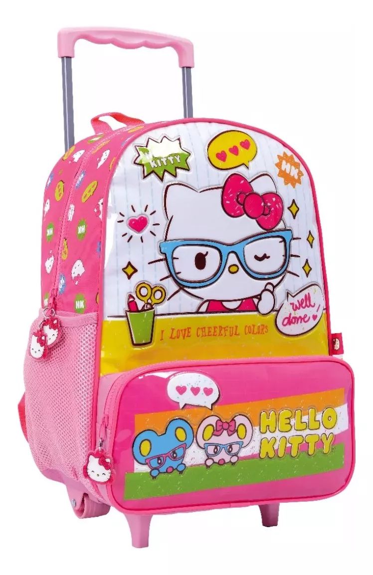 Mochila Con Carro Hello Kitty - Bolsillo Frontal - 16 Pulgadas