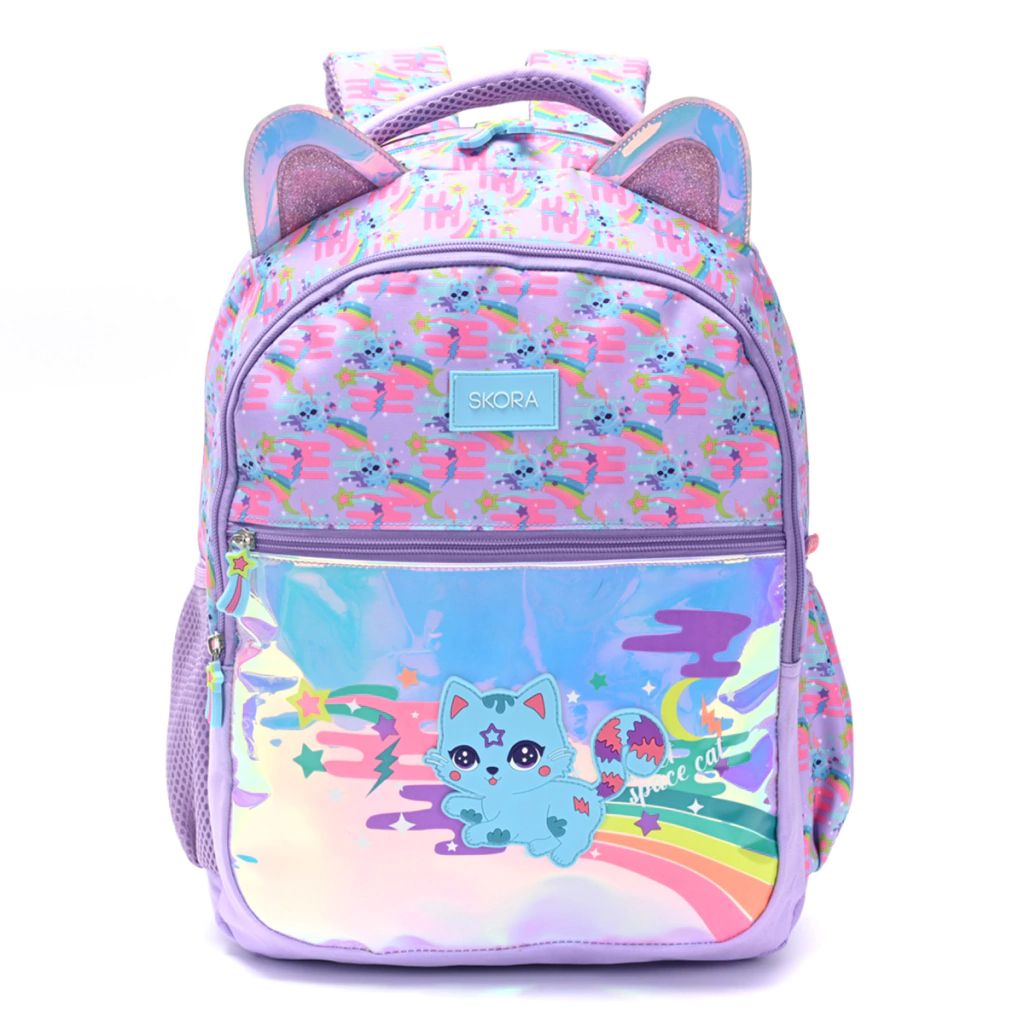 Mochila Espalda Escolar Holográfica Gatito - 17 Pulgadas