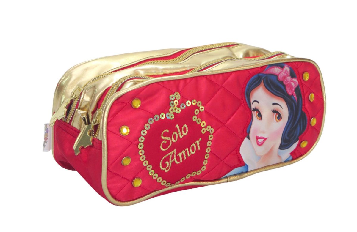 Cartuchera Canopla 2 cierres con Estampado de Princesas con lentejuelas "Solo Amor"