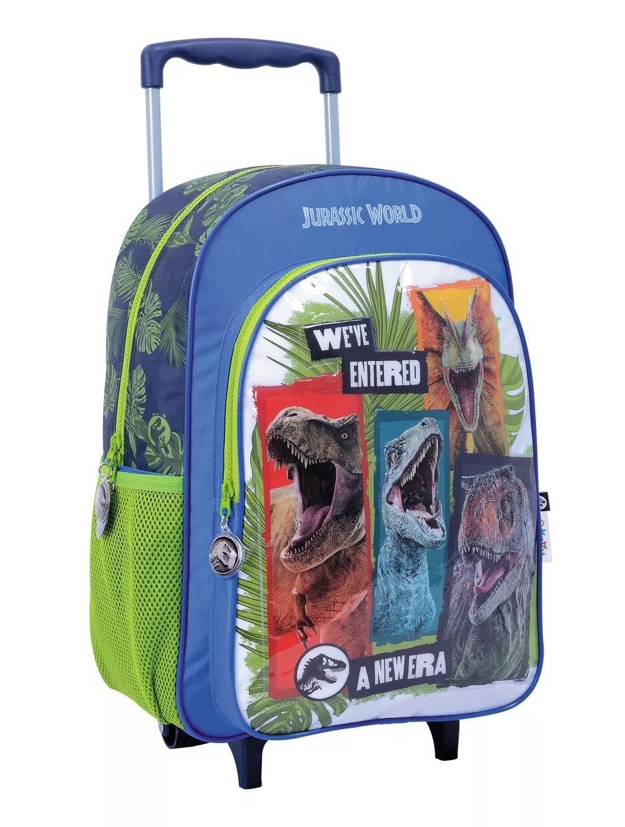 Mochila Con Carro Jurassic World - Dinosaurio - Nueva Era - 16 Pulgadas