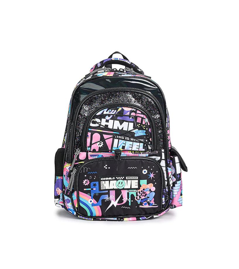 Mochila De Espalda Trama Niveles Rainbow - Festival C2 Black - 16 Pulgadas