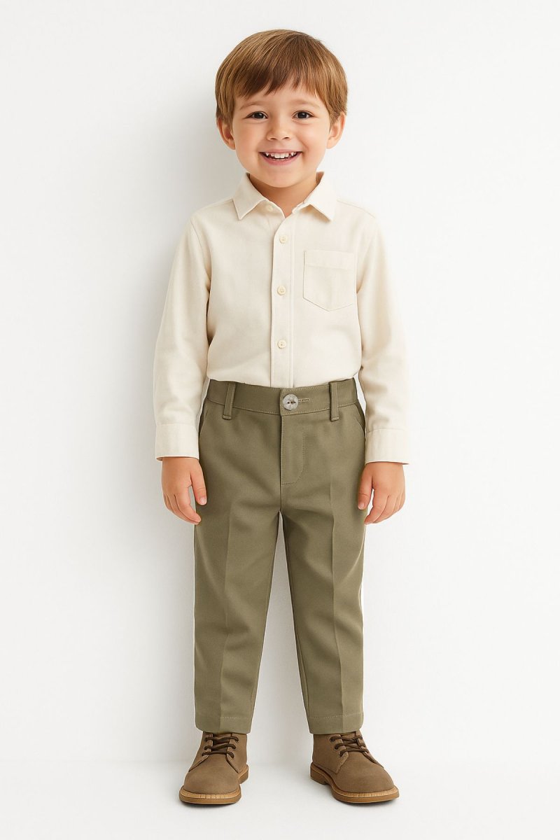 Pantalon Gabardina con pinza y cintura elastizada