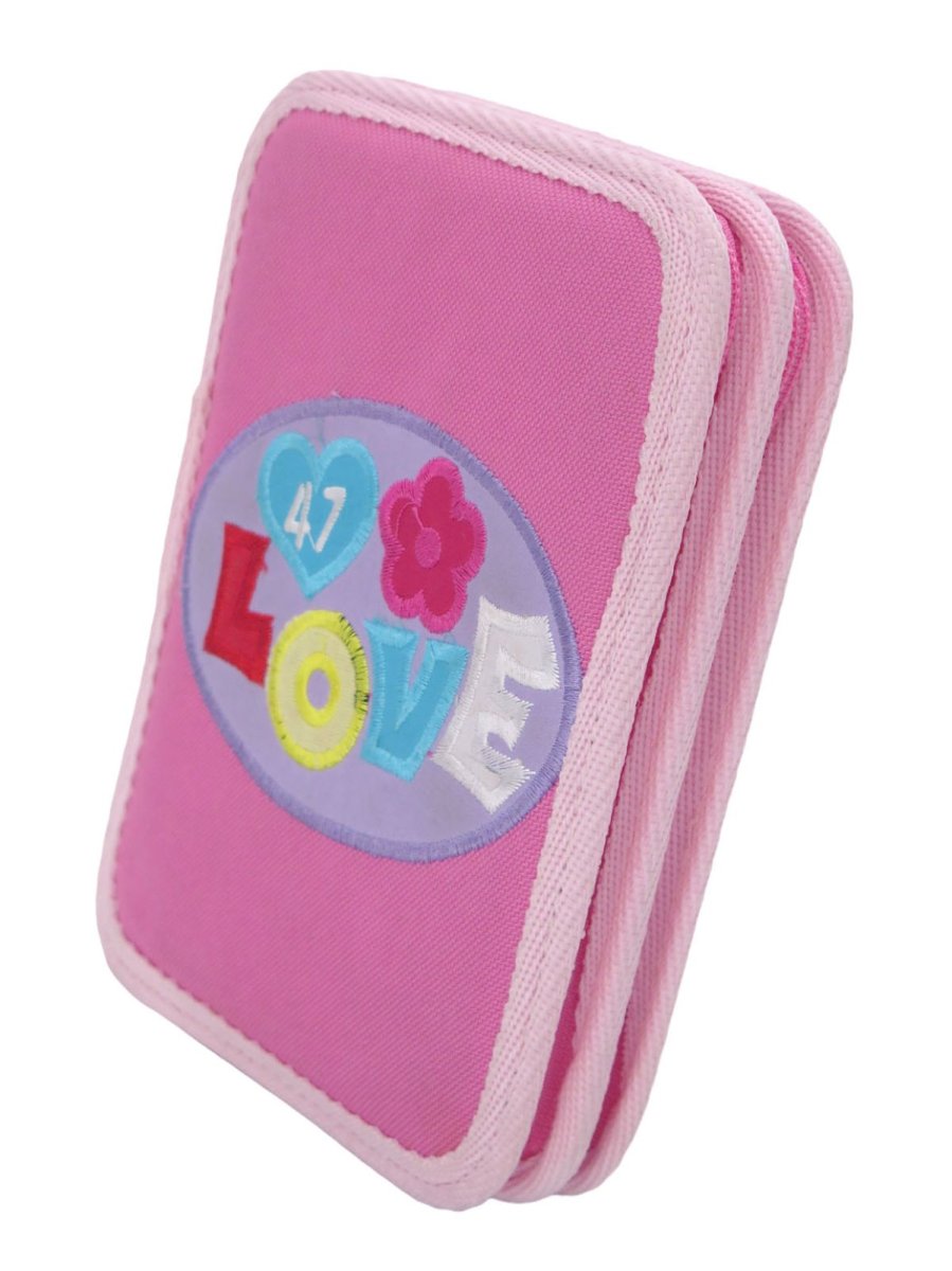 Cartuchera de 2 Piso de Tela Bordado Love