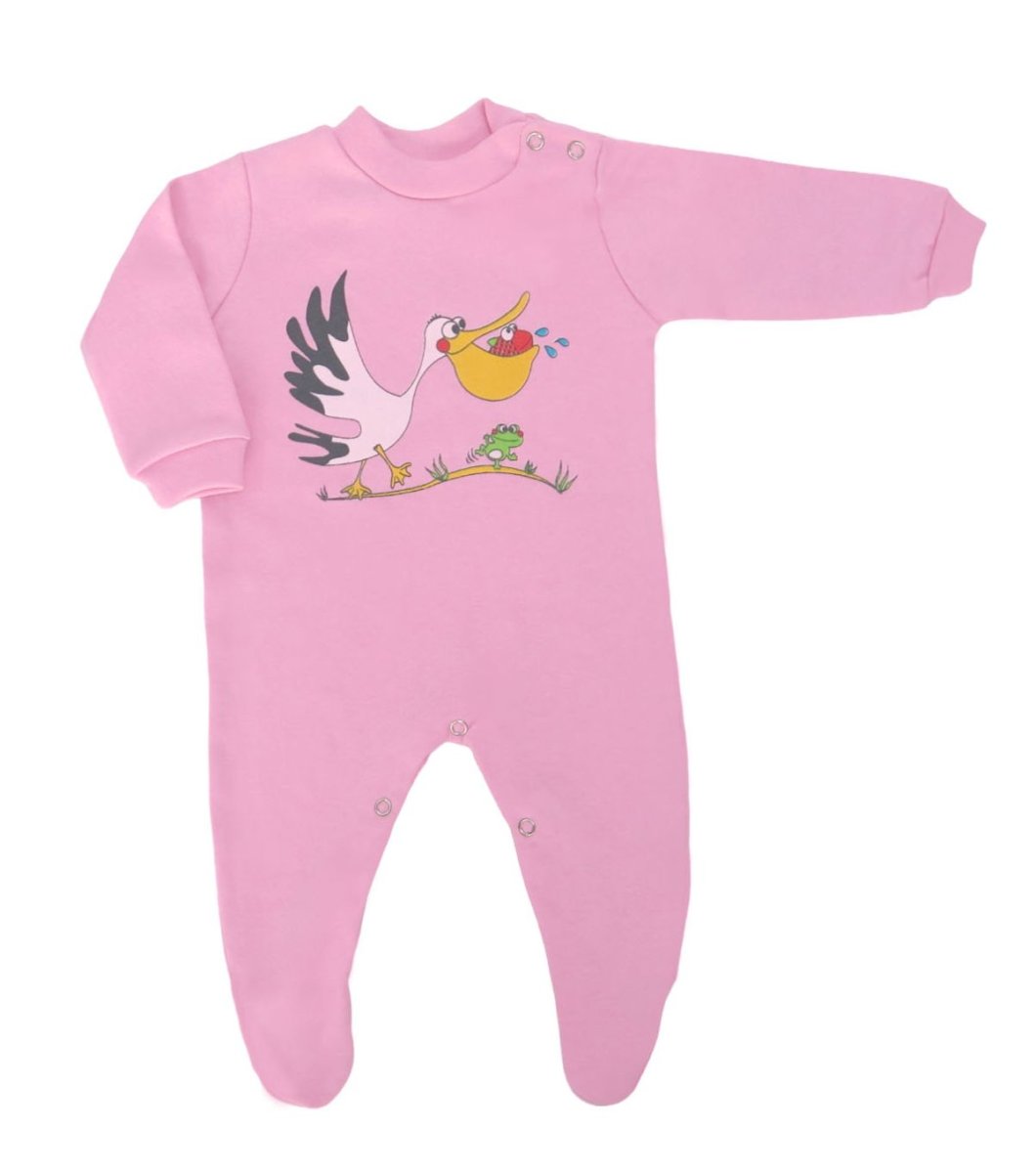 Enterito Bebe De Algodon Pata Larga Con Estampado de Pelicano