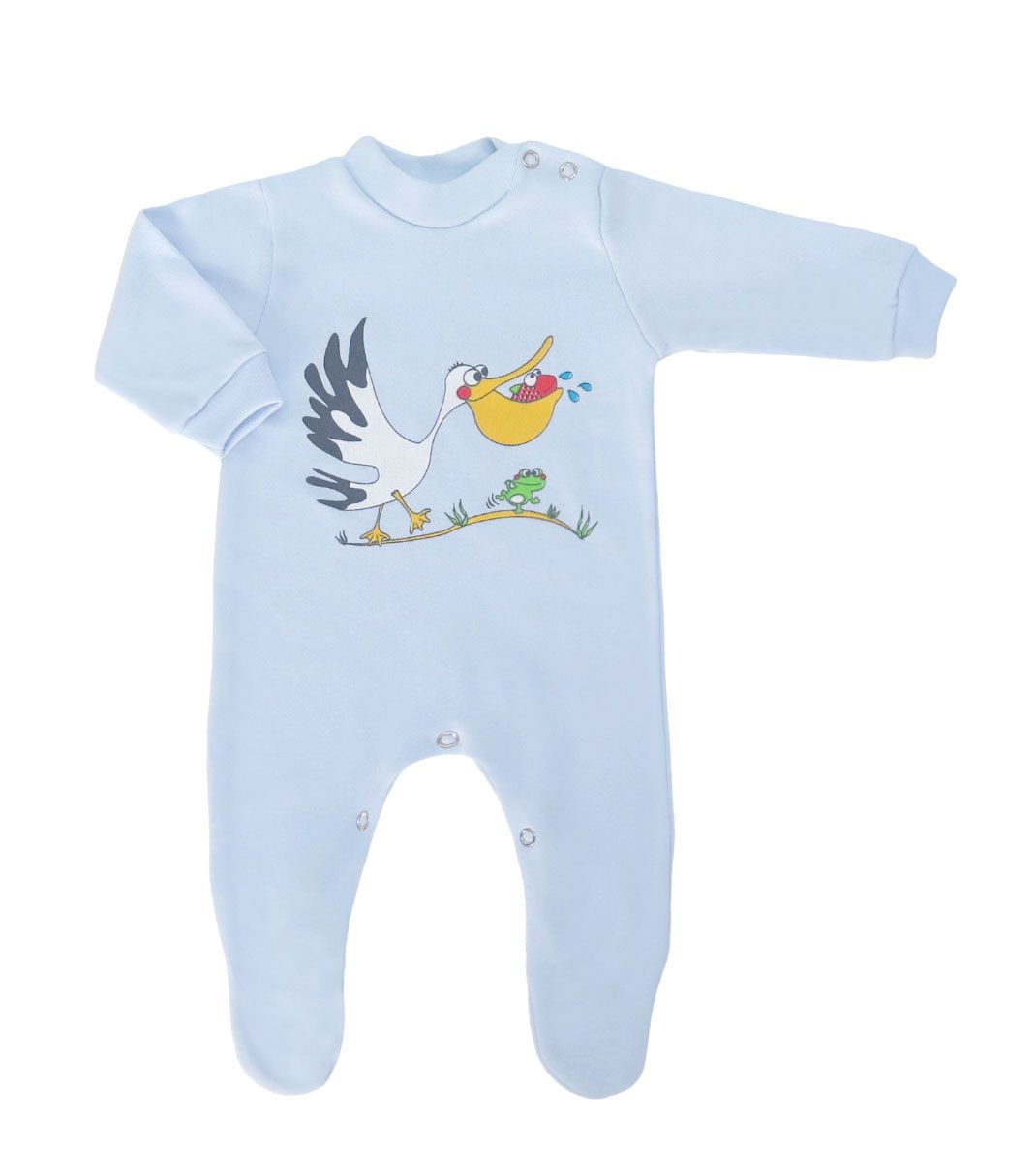 Enterito Bebe De Algodon Pata Larga Con Estampado de Pelicano