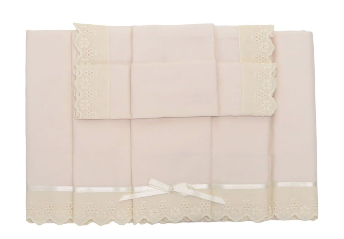 Sábana 3 Piezas Con Broderie Batista Premium Cuna Funcional