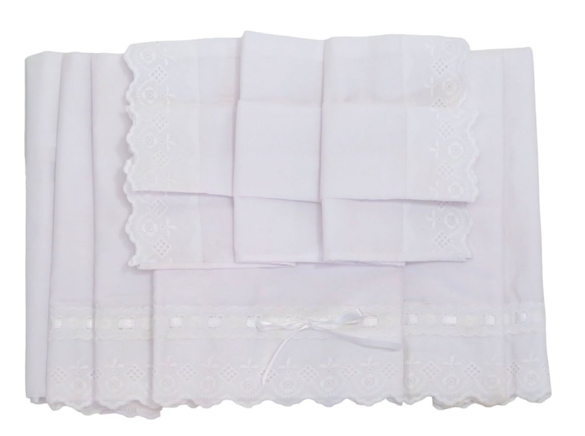 Sábana 3 Piezas Con Broderie Batista Premium Cuna