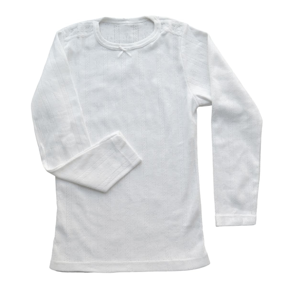 Camiseta nena manga larga cuello redondo desagujada