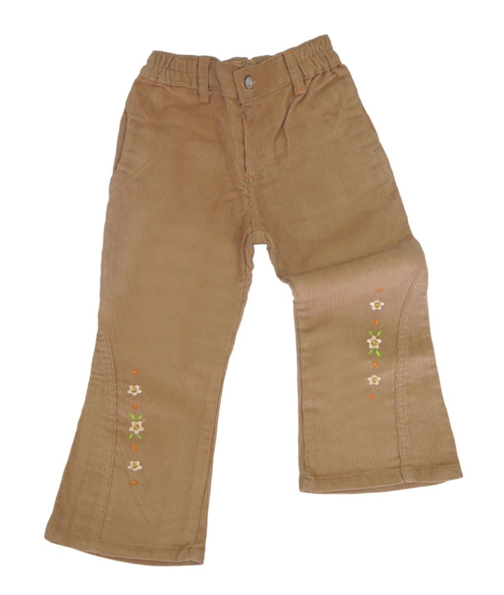 Pantalon de Corderoy Oxford con Bordado de Flores