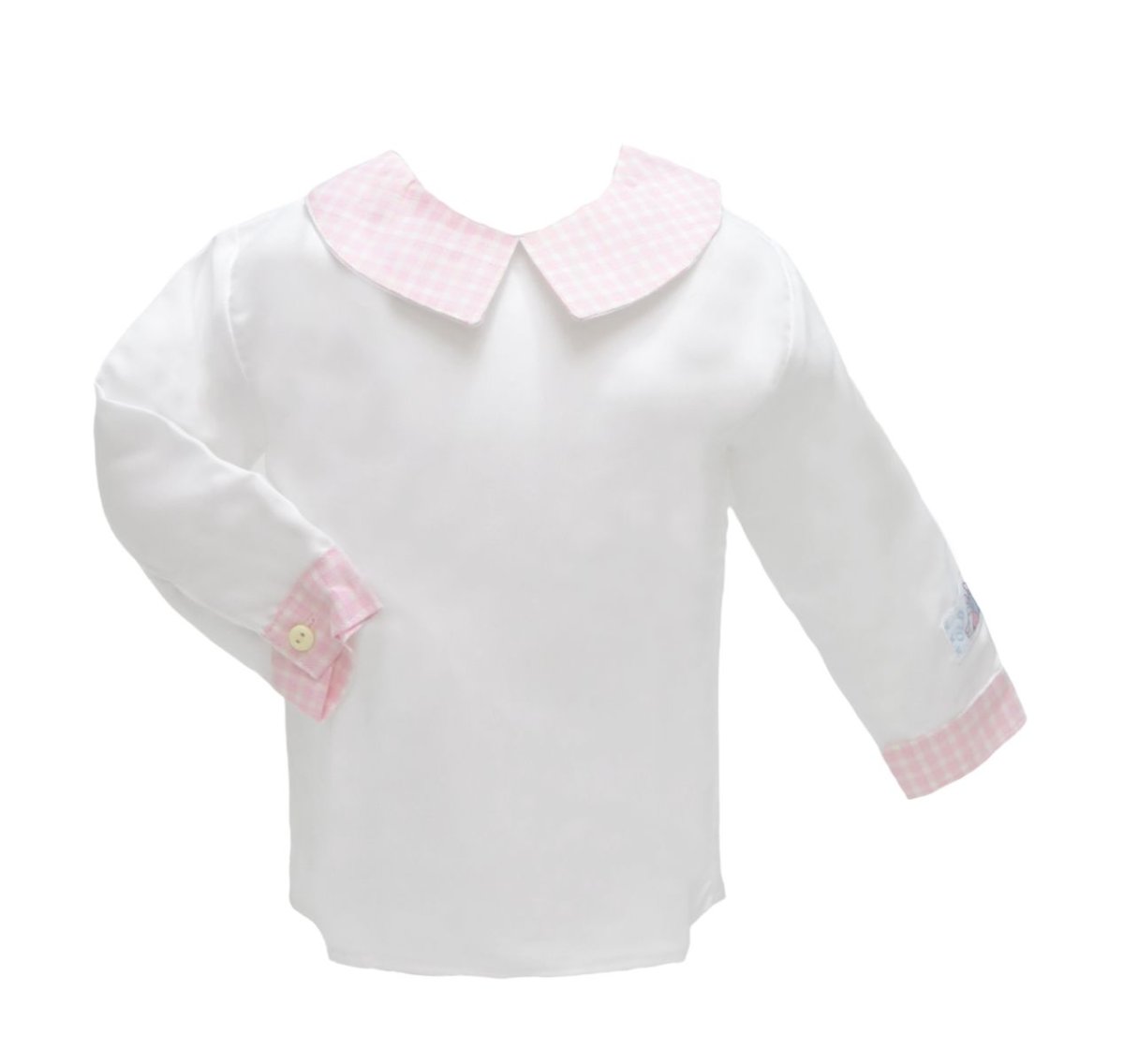 Batita de Viyela con Cuello a Cuadrille  Manga Larga