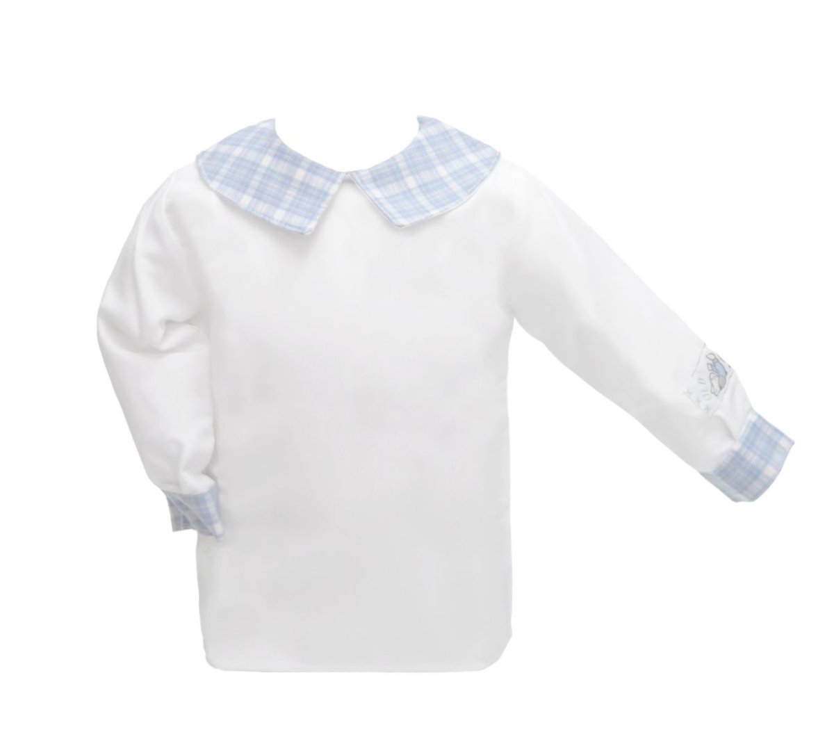 Batita de Viyela con Cuello a Cuadrille  Manga Larga